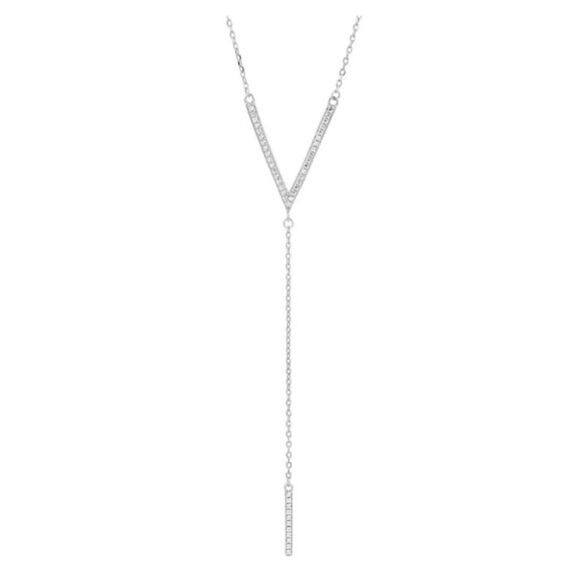 NEW AH Elegant Y Shape Tie Necklace Sterling Silver Chain Necklace - Picture 1 of 9
